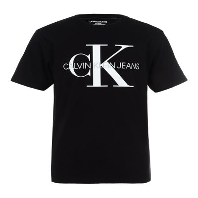 Calvin Klein Boys' Short Sleeve Logo Crew Neck T-Shirt, Soft, Comfortable, Relaxed Fit, True Black, 8