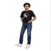 Calvin Klein Boys' Short Sleeve Logo Crew Neck T-Shirt, Soft, Comfortable, Relaxed Fit, True Black, 8 view 2
