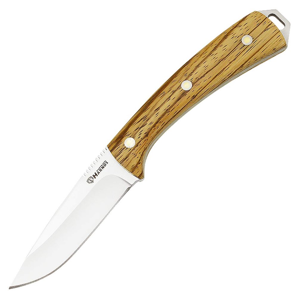 Harnds Cheetah Hk3118 Fixed Blade Knife with 8Cr14MoV Steel Blade Zebra Wood Handle Leather Sheath