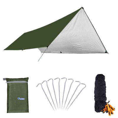Azarxis Hammock Rain Fly Camping Tarp Canopy Tent Footprint Ground Sheet Picnic Mat, UV Protection and PU 2000mm Waterproof, Lightweight for Camping, Backpacking and Outdoor Adventure (Army Green, M)
