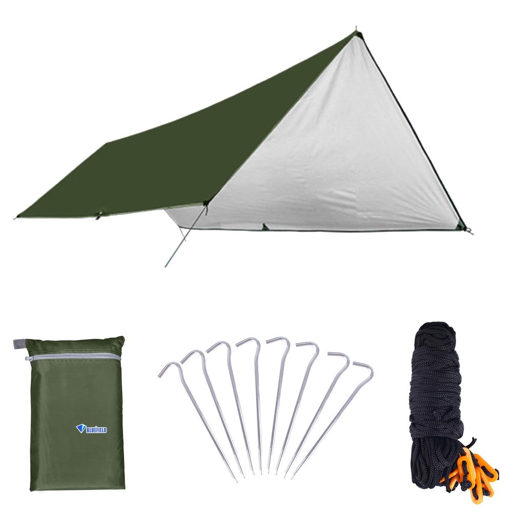 Azarxis Hammock Rain Fly Camping Tarp Canopy Tent Footprint Ground Sheet Picnic Mat, UV Protection and PU 2000mm Waterproof, Lightweight for Camping, Backpacking and Outdoor Adventure (Army Green, M)
