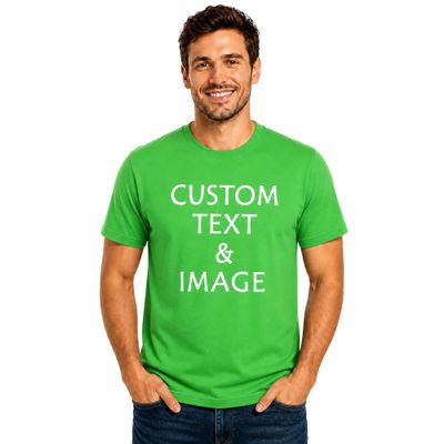 Custom T Shirts for Men Women Personalized Photo Text Logo Unisex Cotton Tee Design Your Own Front Back Print Adult Shirt Lime