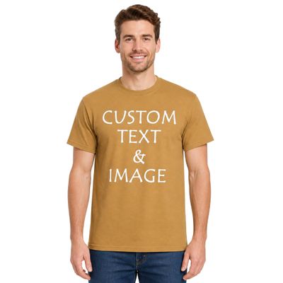 Custom T Shirts for Men Women Personalized Photo Text Logo Unisex Cotton Tee Design Your Own Front Back Print Adult Shirt Old Gold