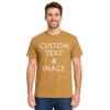 Custom T Shirts for Men Women Personalized Photo Text Logo Unisex Cotton Tee Design Your Own Front Back Print Adult Shirt Old Gold view 1