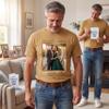 Custom T Shirts for Men Women Personalized Photo Text Logo Unisex Cotton Tee Design Your Own Front Back Print Adult Shirt Old Gold view 3