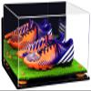 Better Display Cases Acrylic Large Shoe Pair Display Case for Basketball Shoes Soccer Cleats Football Cleats with Mirror, Wall Mount, Orange Risers and Turf Base (A082-OR) view 1