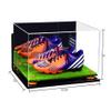 Better Display Cases Acrylic Large Shoe Pair Display Case for Basketball Shoes Soccer Cleats Football Cleats with Mirror, Wall Mount, Orange Risers and Turf Base (A082-OR) view 2