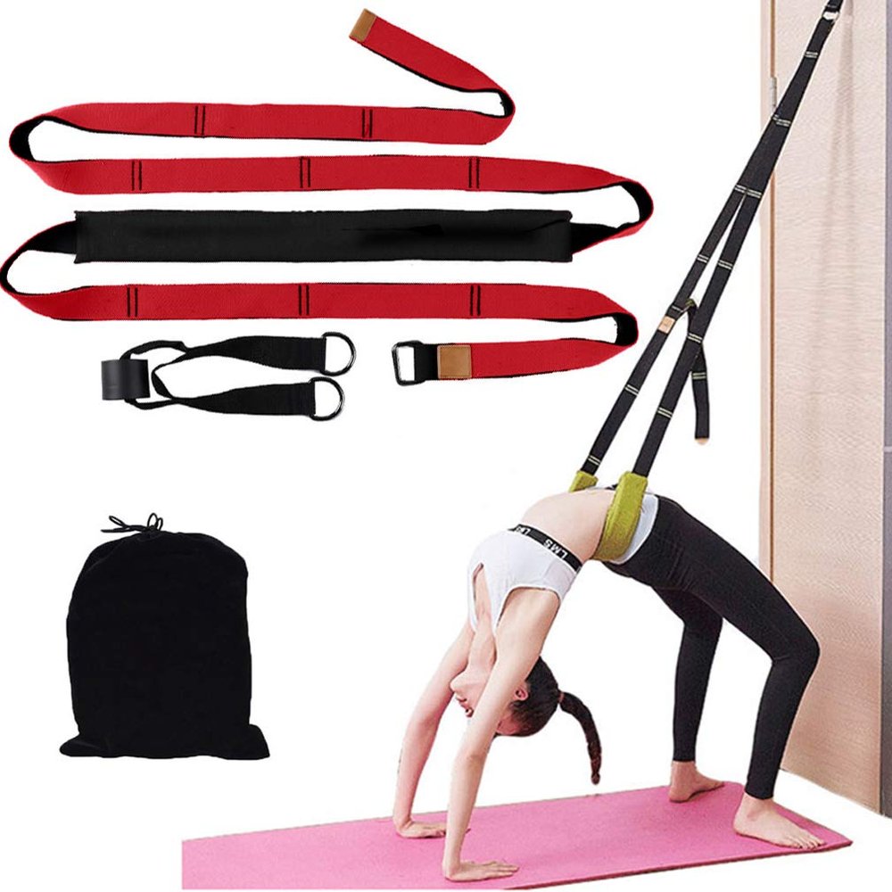 Leg Stretcher Strap, Door Flexibility & Yoga Stretching Leg Stretcher Strap with Door Anchor, Suitable for Fitness, Dance, Yoga, Gymnas (Red)
