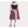 Calvin Klein Women's Angle Hem Printed Skirt, Black/White/Red, 2 view 3