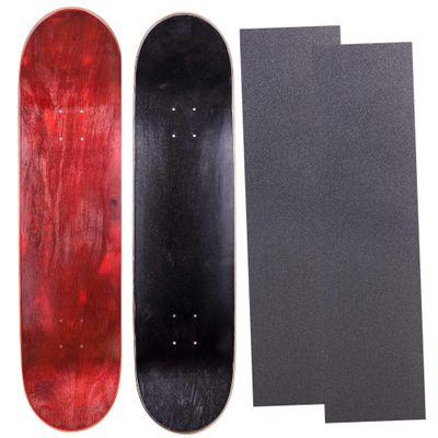 Cal 7 Blank Maple Skateboard Decks with Grip Tape| Two Pack (Black, Red, 8.0 inch)