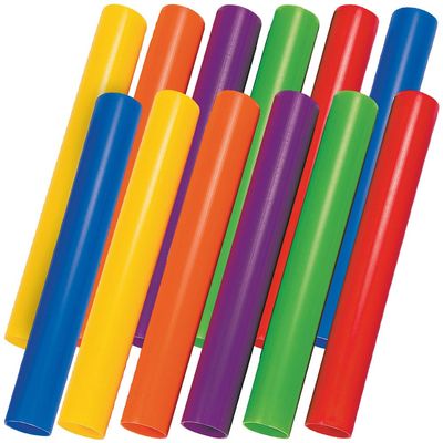 Fun Express Plastic Batons for Relay Race - Comes in 6 Colors - Active Outdoor Play for Kids and PE Supplies - Yellow, Orange, Purple, Green, Red, White, Blue (Pack of 12)