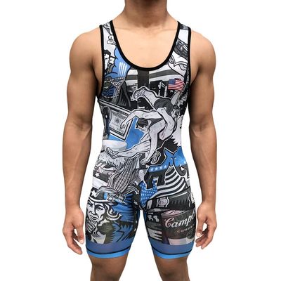 TRI-TITANS Merica Reversible UWW Wrestling Singlet (Adult M: 145lbs-165lbs)