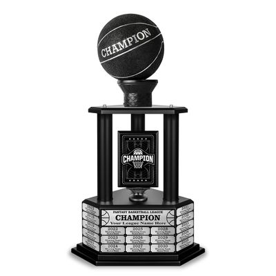 TrophySmack Black Basketball Trophy - Customizable Fantasy Basketball Trophy with Free Engraving, 26 Inch Tall (Black)