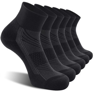 CS CELERSPORT 6 Pack Men's Ankle Socks with Cushion, Sport Athletic Running Socks, Black, X-Large