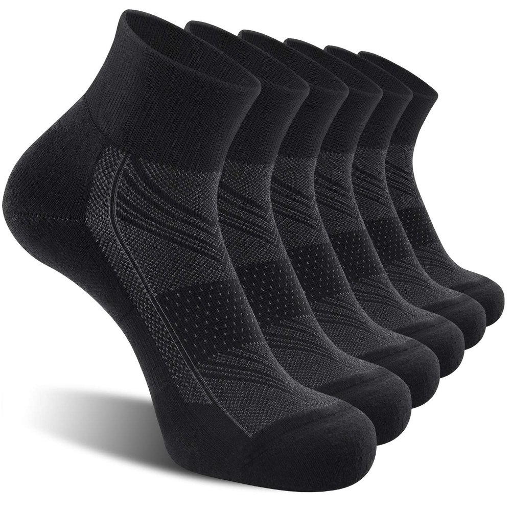 CS CELERSPORT 6 Pack Men's Ankle Socks with Cushion, Sport Athletic Running Socks, Black, X-Large