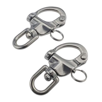 keehui Pair 5inches Swivel Eye Snap Shackles Quick Release Bail Rigging Sailing Boat Marine 316 Stainless Steel for Sailboat Spinnaker Halyard