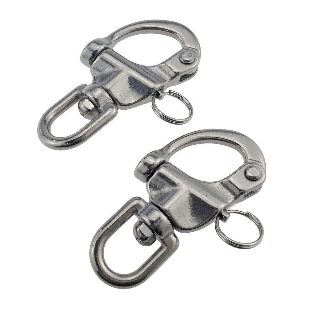 keehui Pair 5inches Swivel Eye Snap Shackles Quick Release Bail Rigging Sailing Boat Marine 316 Stainless Steel for Sailboat Spinnaker Halyard