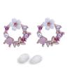 GRACE JUN Rose Gold Color Small Circle Butterfly Flower Clip on Earrings No Pierced for Women Party Wedding Charm Ear Clip (J664) view 1