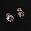GRACE JUN Rose Gold Color Small Circle Butterfly Flower Clip on Earrings No Pierced for Women Party Wedding Charm Ear Clip (J664) view 3