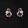 GRACE JUN Rose Gold Color Small Circle Butterfly Flower Clip on Earrings No Pierced for Women Party Wedding Charm Ear Clip (J664) view 4