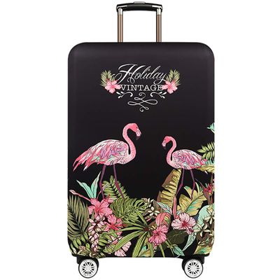 TRAVELKIN Travel Elastic Spandex Suitcase Protector Case, 18/24/28/32 Inch Suitcase Protective Cover, Thickened and Washable Luggage Cover (L(25"-28" luggage), Flower Flamingo)