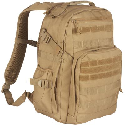 Fox Outdoor Products Liberty Tac Pack | 28L MOLLE Tactical Daypack with Dual Compartments, Hydration Pocket & Organizer Panel, Coyote