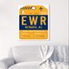 Cities and Skylines Wall Art Canvas Prints 'Newark Luggage Tag' view 3