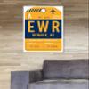 Cities and Skylines Wall Art Canvas Prints 'Newark Luggage Tag' view 4