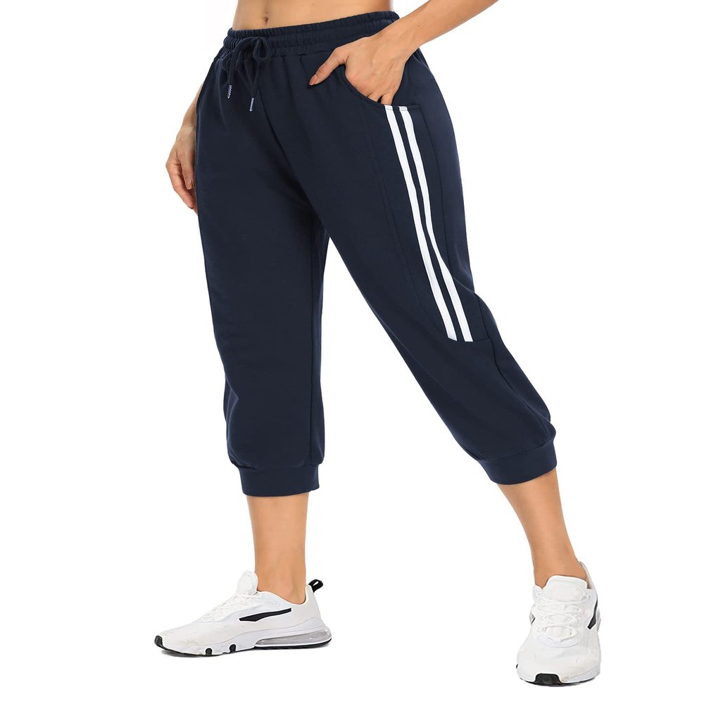 Women's Cargo Capri Pants Quick Dry Lightweight Hiking Pants for Athletic Workout Outdoor Summer Pockets (Navy Blue,S)