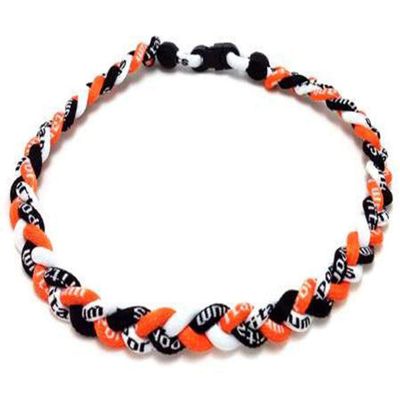 Package of 12 Baseball Titanium Necklaces for Boys Tornado Braided Rope Necklace (Orange/Black/White, 20")