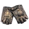 Men Vintage Real Leather Steampunk Fingerless Gloves Cosplay Custume Biker Motorcycel Gloves (XL) view 1
