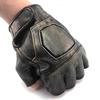 Men Vintage Real Leather Steampunk Fingerless Gloves Cosplay Custume Biker Motorcycel Gloves (XL) view 4