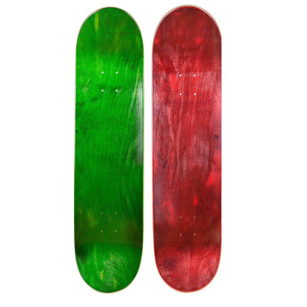Cal 7 Blank Maple Skateboard Decks| Two Pack (Green, Red, 7.75 inch)