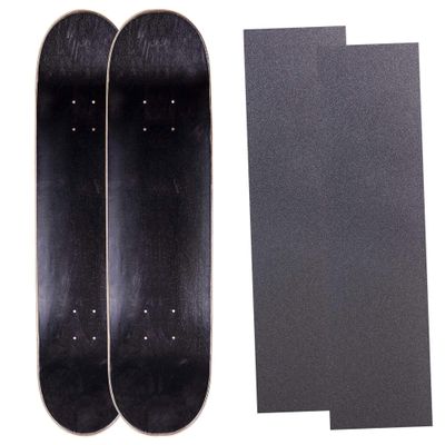 Cal 7 Blank Maple Skateboard Deck with Color Grip Tape | 7.75, 8.0, 8.25 and 8.5 Inch | Two Pack (Black, 7.75 Inch)