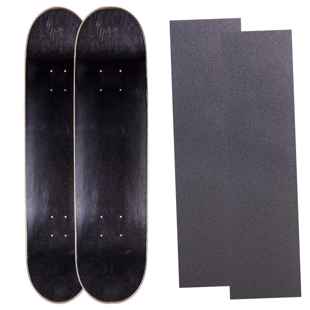 Cal 7 Blank Maple Skateboard Deck with Color Grip Tape | 7.75, 8.0, 8.25 and 8.5 Inch | Two Pack (Black, 7.75 Inch)
