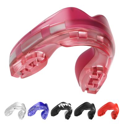 SAFEJAWZ Mouthguard for Braces, Upper & Lower Protection Remoldable Mouth Guard with Case for Boxing, Basketball, Football, MMA, Lacrosse, Hockey and All Contact Sports One Size (Ice Pink)