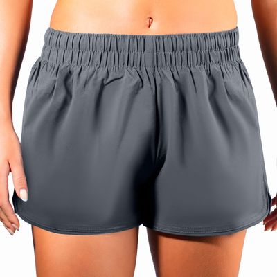 Kanu Surf Women's Stretch UPF 50+ Active Swim and Workout Boardshort, Lori Solid Charcoal, X-Small