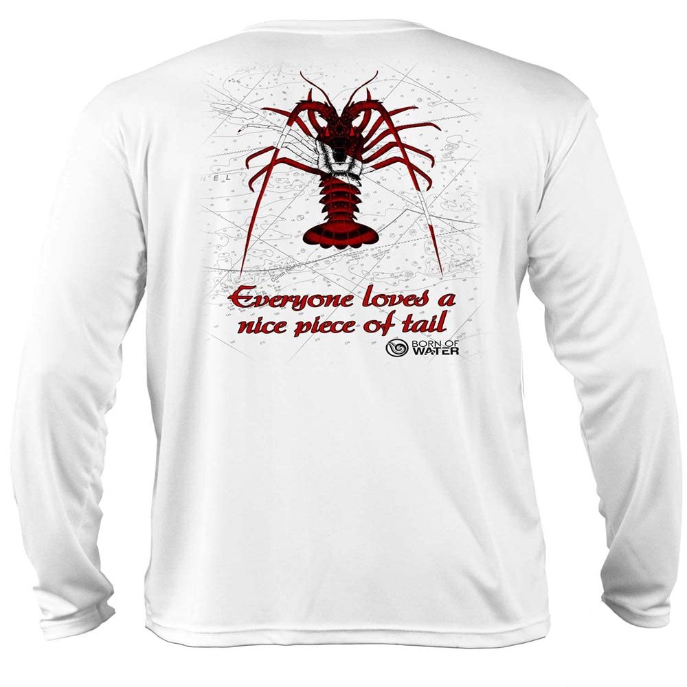 Born of Water Scuba Diving Lobster Shirt: UV UPF+ 50 Long Sleeve: Dive | Spearfish - White - L