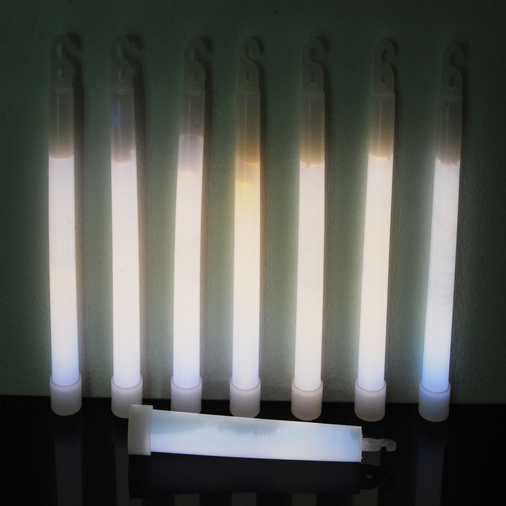 DirectGlow 6 inch 15mm Premium Glow Sticks with Lanyards 12+ Hour Glow (White, 12 Count)