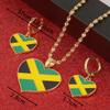 Jamaica Heart Map National Flag Pendant Necklaces Earrings Jewelry Jamaican Gifts (Pendant Earrings Set) view 2