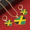 Jamaica Heart Map National Flag Pendant Necklaces Earrings Jewelry Jamaican Gifts (Pendant Earrings Set) view 3