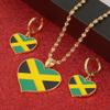 Jamaica Heart Map National Flag Pendant Necklaces Earrings Jewelry Jamaican Gifts (Pendant Earrings Set) view 4