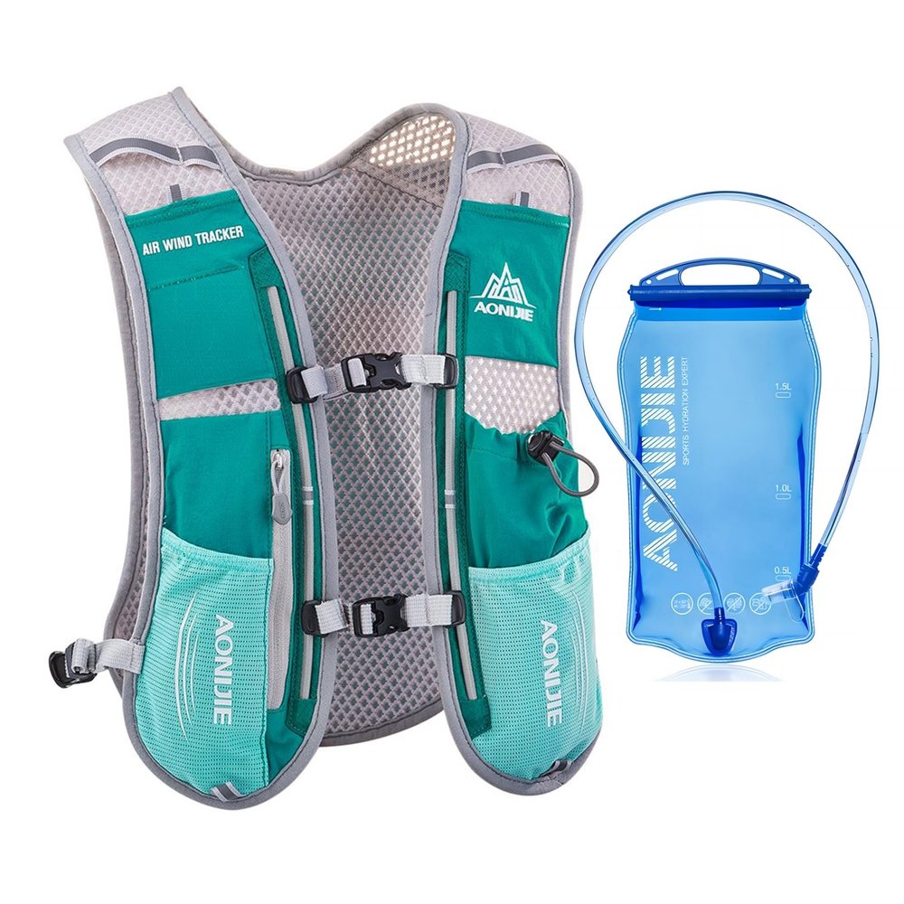 AONIJIE Hydration Vest Pack Backpack 5L Marathoner Running Race Hydration (Mint Green and 1.5L Water Bladder)