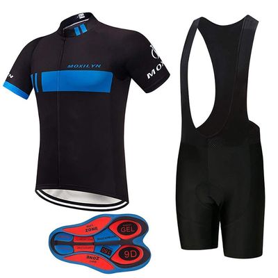 Men's Bike Clothing Set Cycling Jerseys Road Bicycle Shirts Kit + Bib Shorts Quick-Dry Full Zipper Riding Clothes