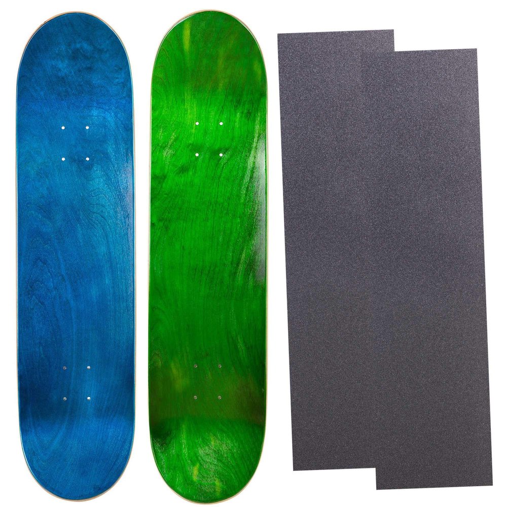 Cal 7 Blank Maple Skateboard Decks with Grip Tape| Two Pack (Blue, Green, 7.75 inch)