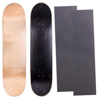 Cal 7 Blank Maple Skateboard Decks with Grip Tape| Two Pack (Natural, Black, 7.75 inch)