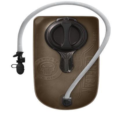 CamelBak Mil Spec Crux 85oz/2.5L Reservoir with Brown Tube Cover - Tactical Hydration Bladder - Faster Water Flow Rate - Leak-Proof Water Bladder - Ergonomic Shape - Big Bite Valve - BPA-Free, Brown