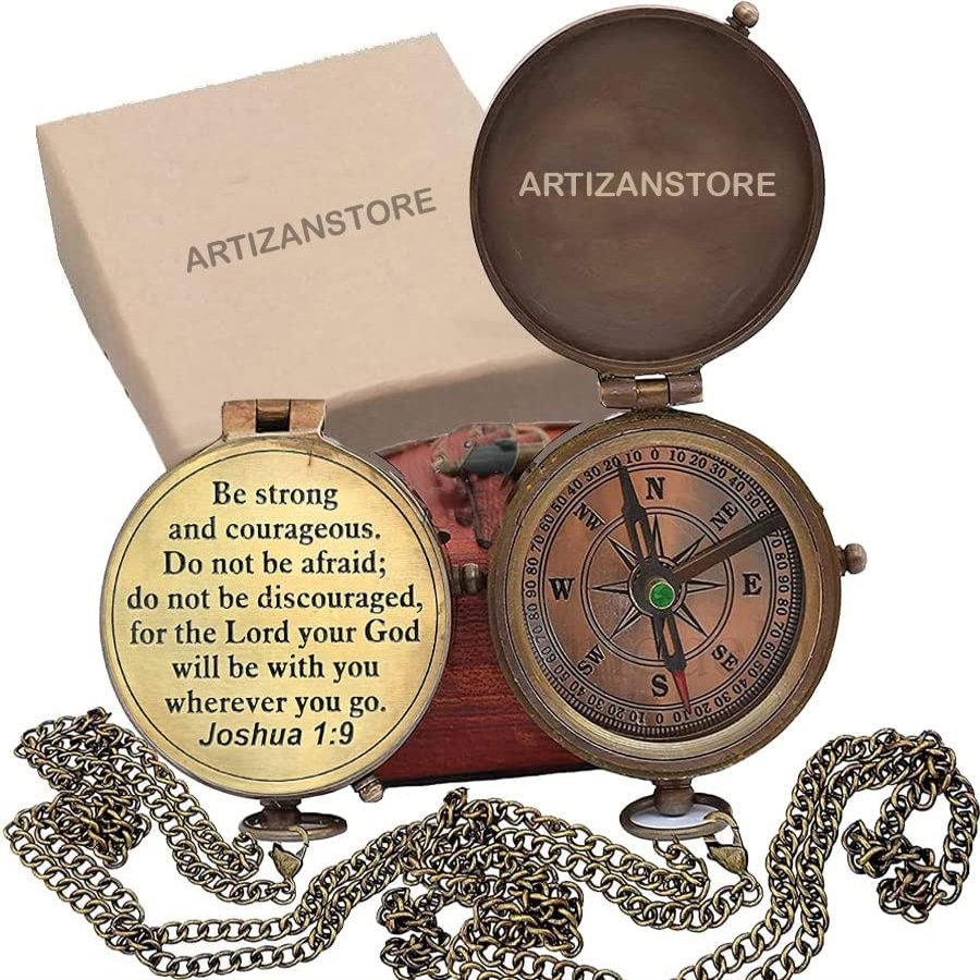 Engraved Nautical Compass, Personalized Compass, Mens Gift, Groomsmen Gift, Wedding Gift, Hiking Gift, Corporate Gift,(Engraved with Leather Box)