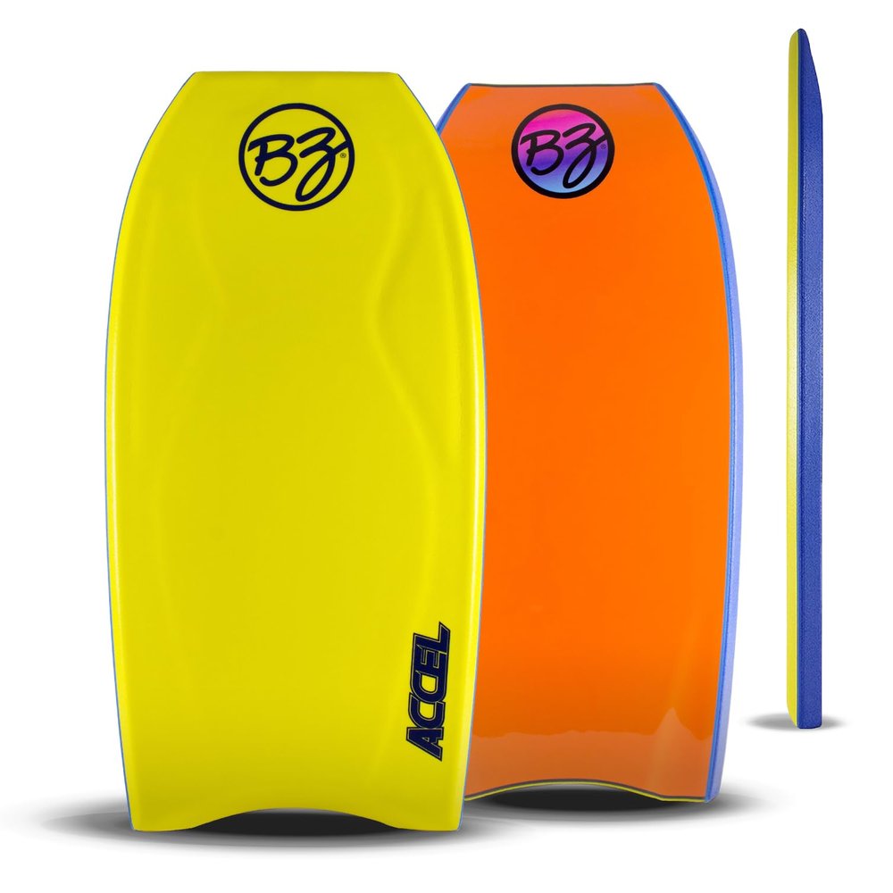 BZ Bodyboards - Accel Pro Board - Crescent Tail, Slick Bulbs, Contoured Deck Cutting Edge, High Performance - Advanced Riders