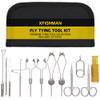 XFISHMAN Fly Tying Tool Kit 12 in 1 with Bobbin Finisher Scissors Hackle Hair Stacker Fly Fishing Tying Tools Set view 1